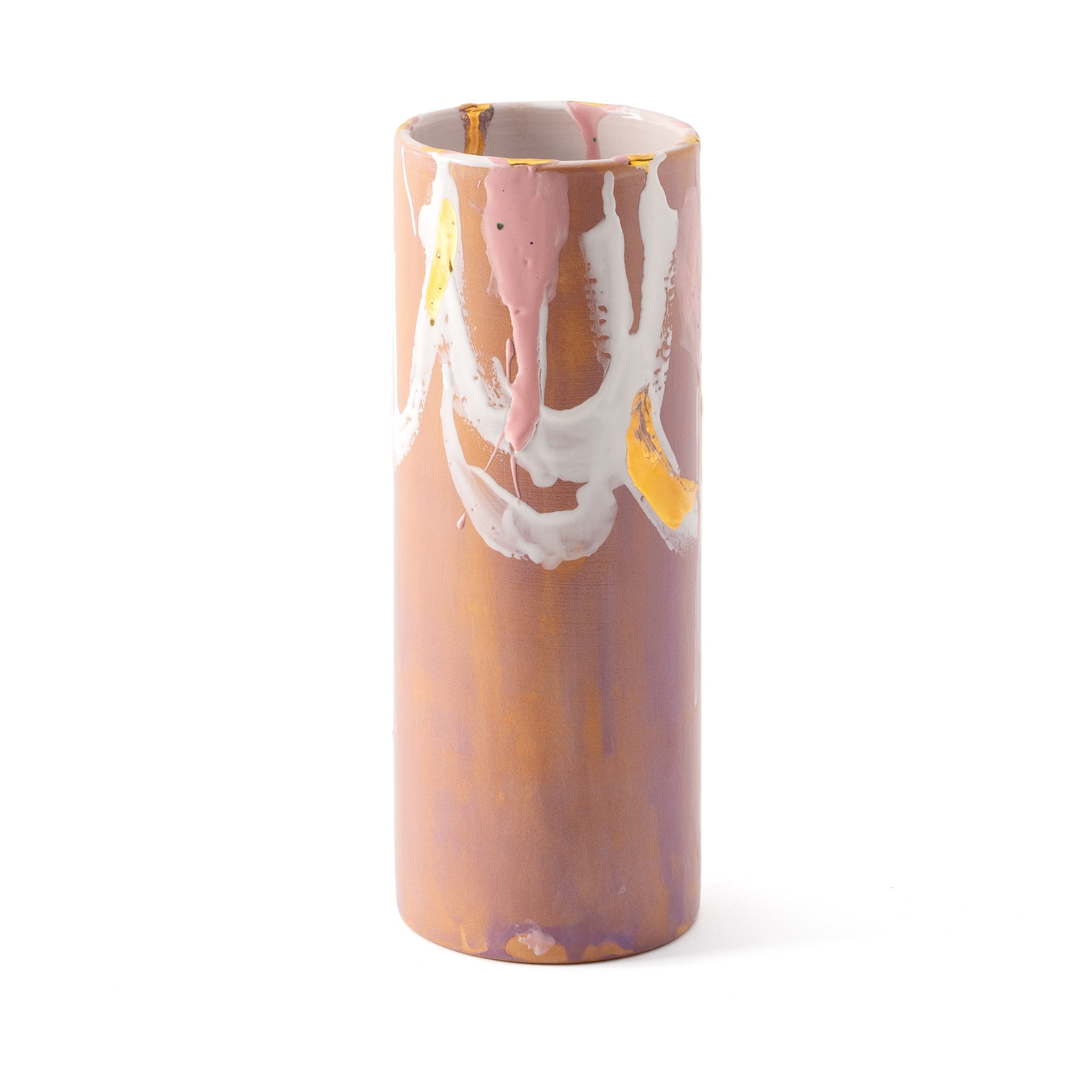 Ceramic Cylinder Vase Gold