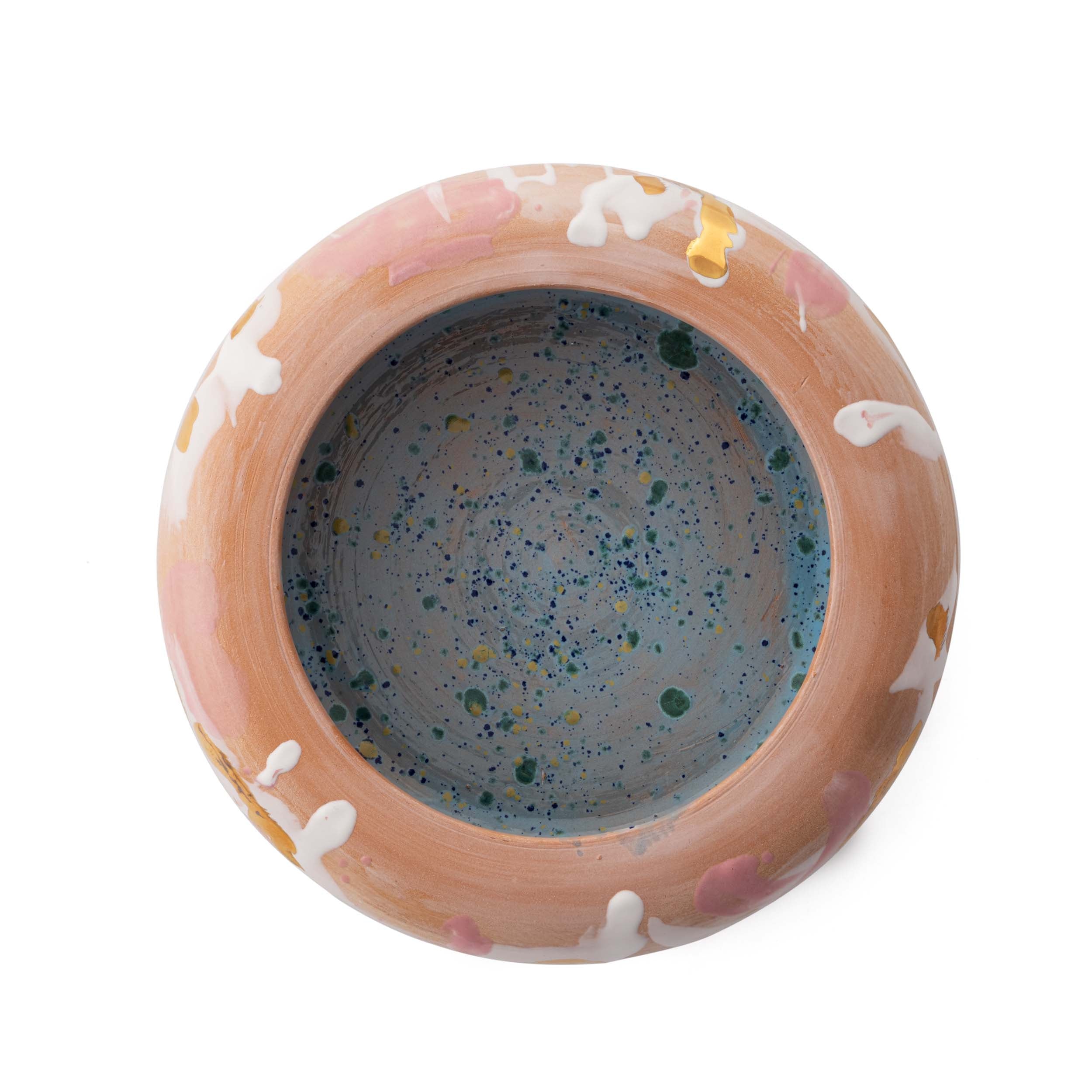 Ceramic Pot With Lid Medium Gold