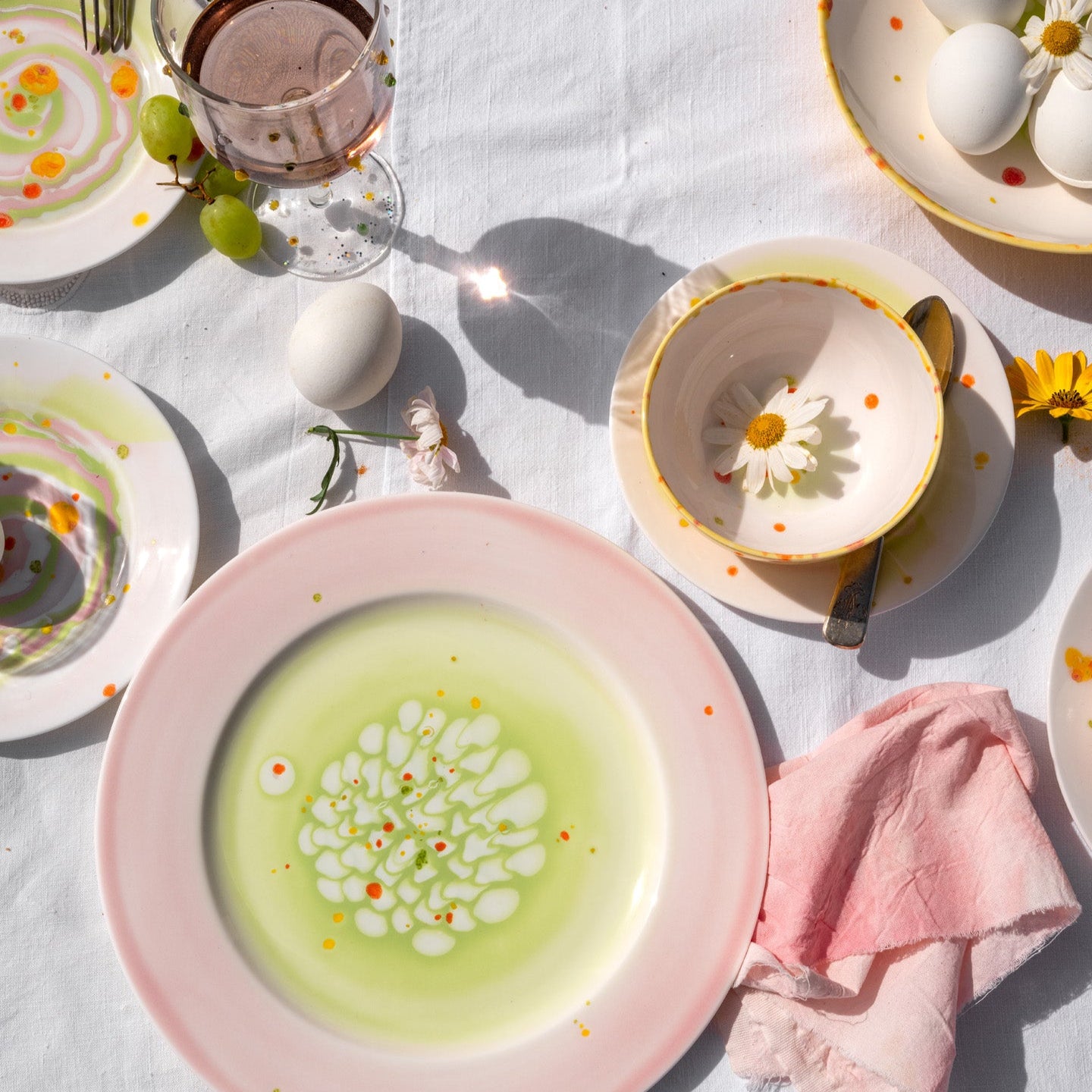 Spring Dinner Green Rim Plate