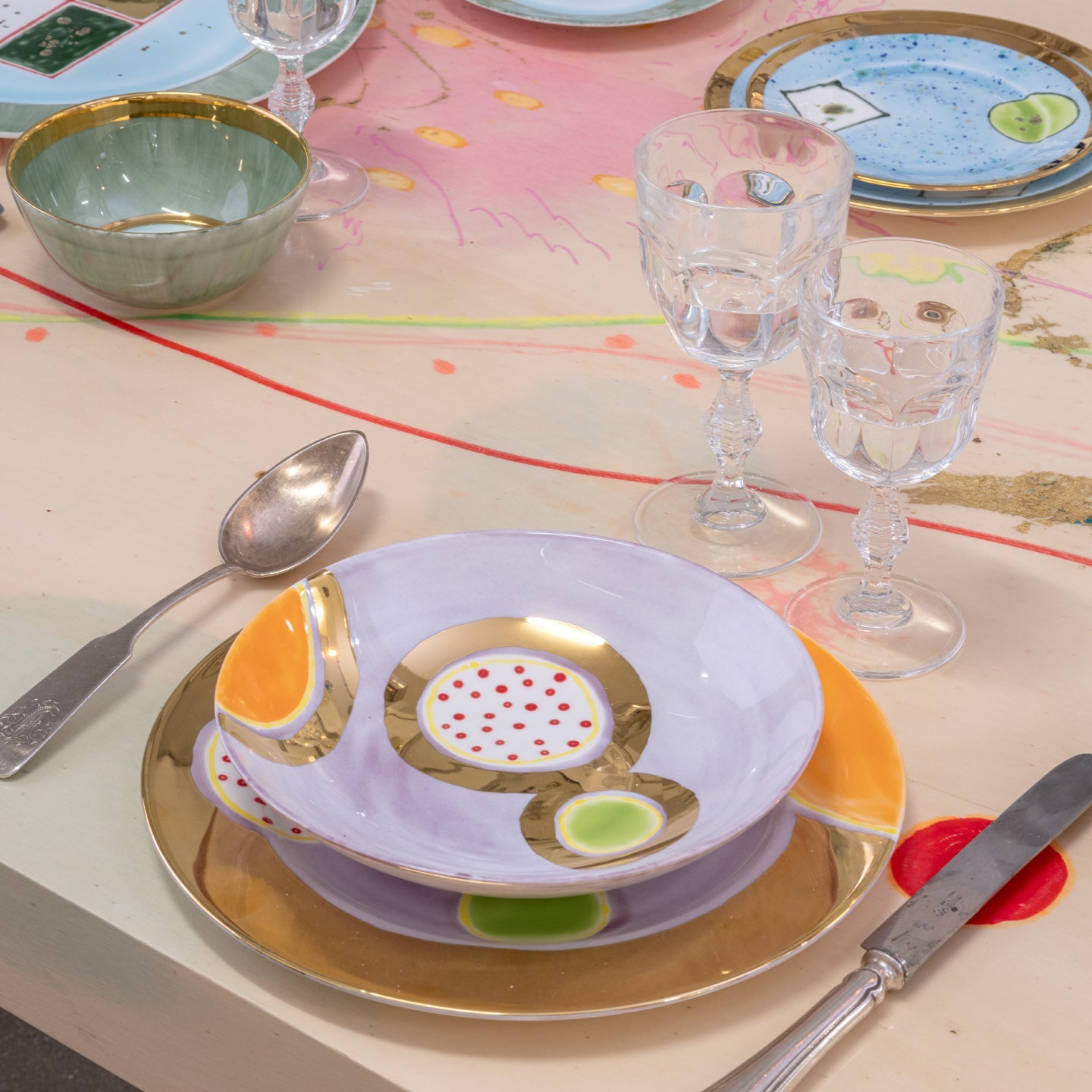 Plum Gold Soup Coupe Plate