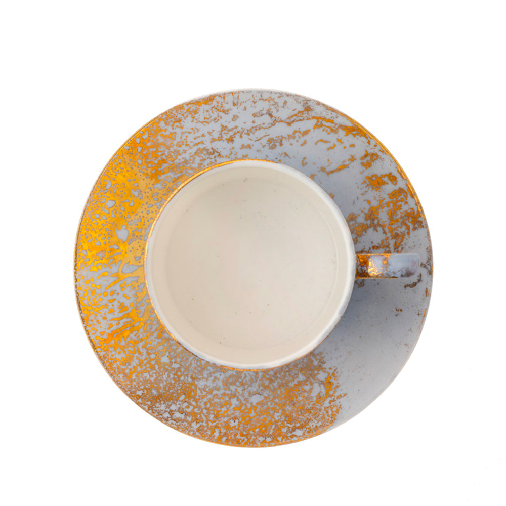 Golden Ash Blue Teacup & Saucer