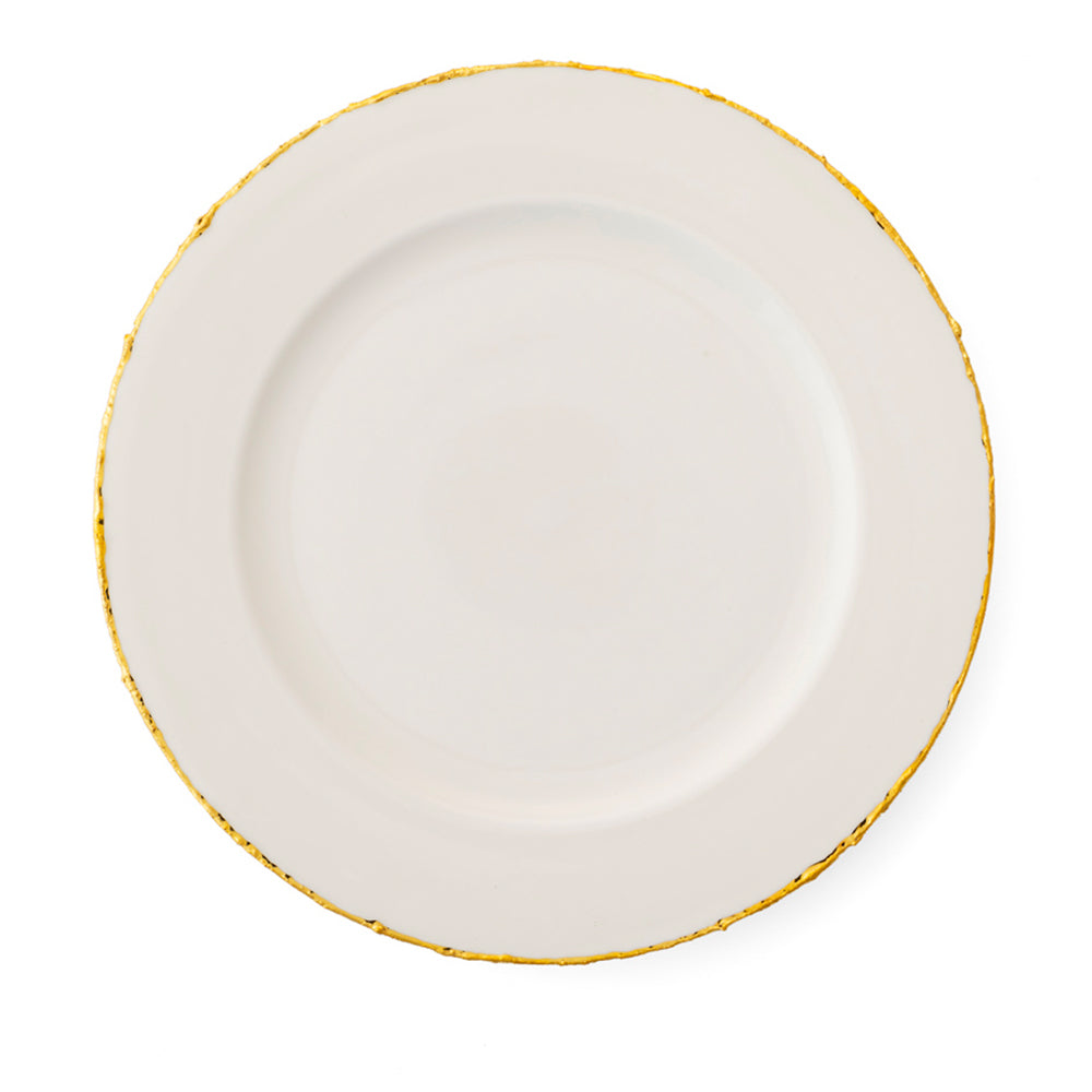 Golden Ash White Dinner Rim Plate