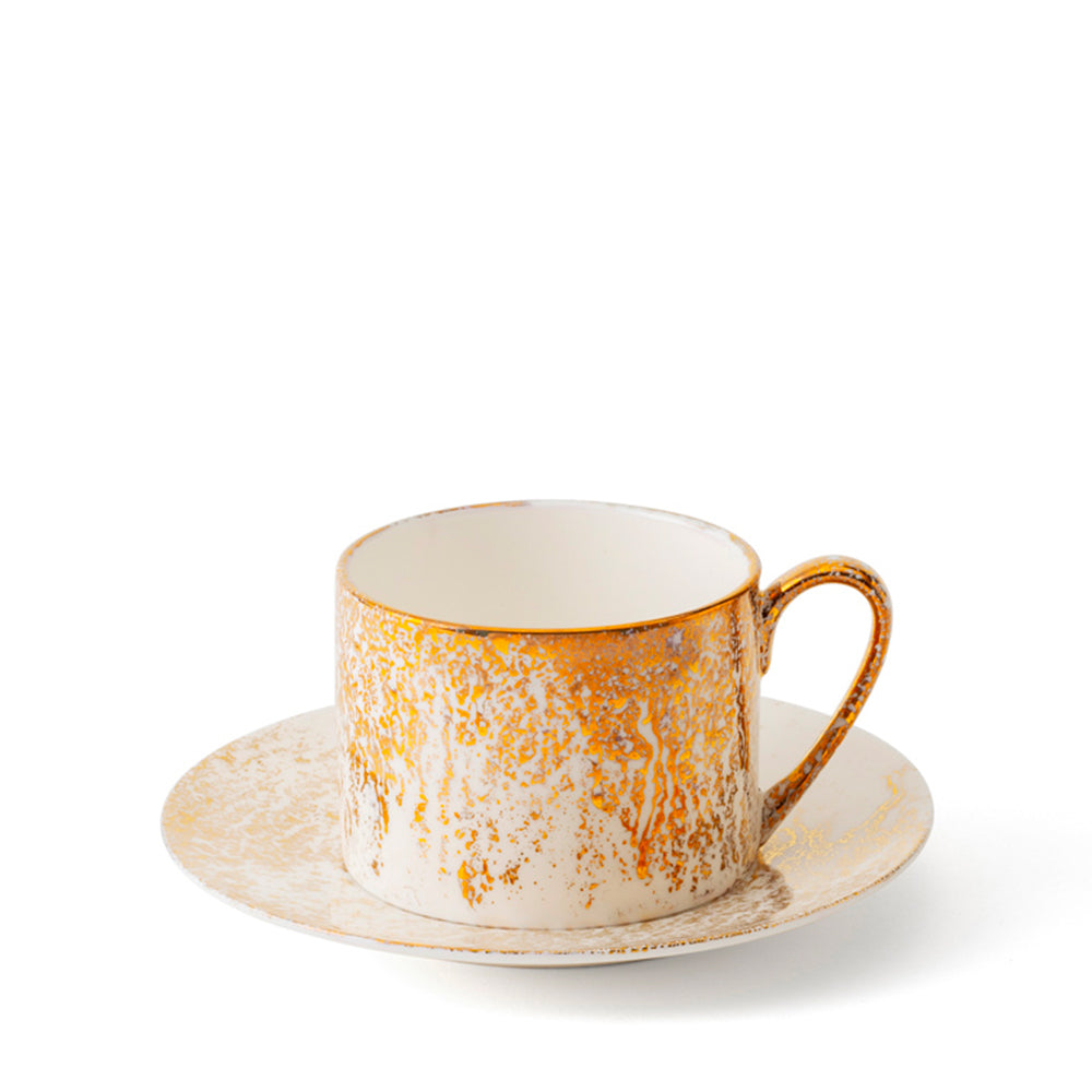 Golden Ash White Teacup & Saucer