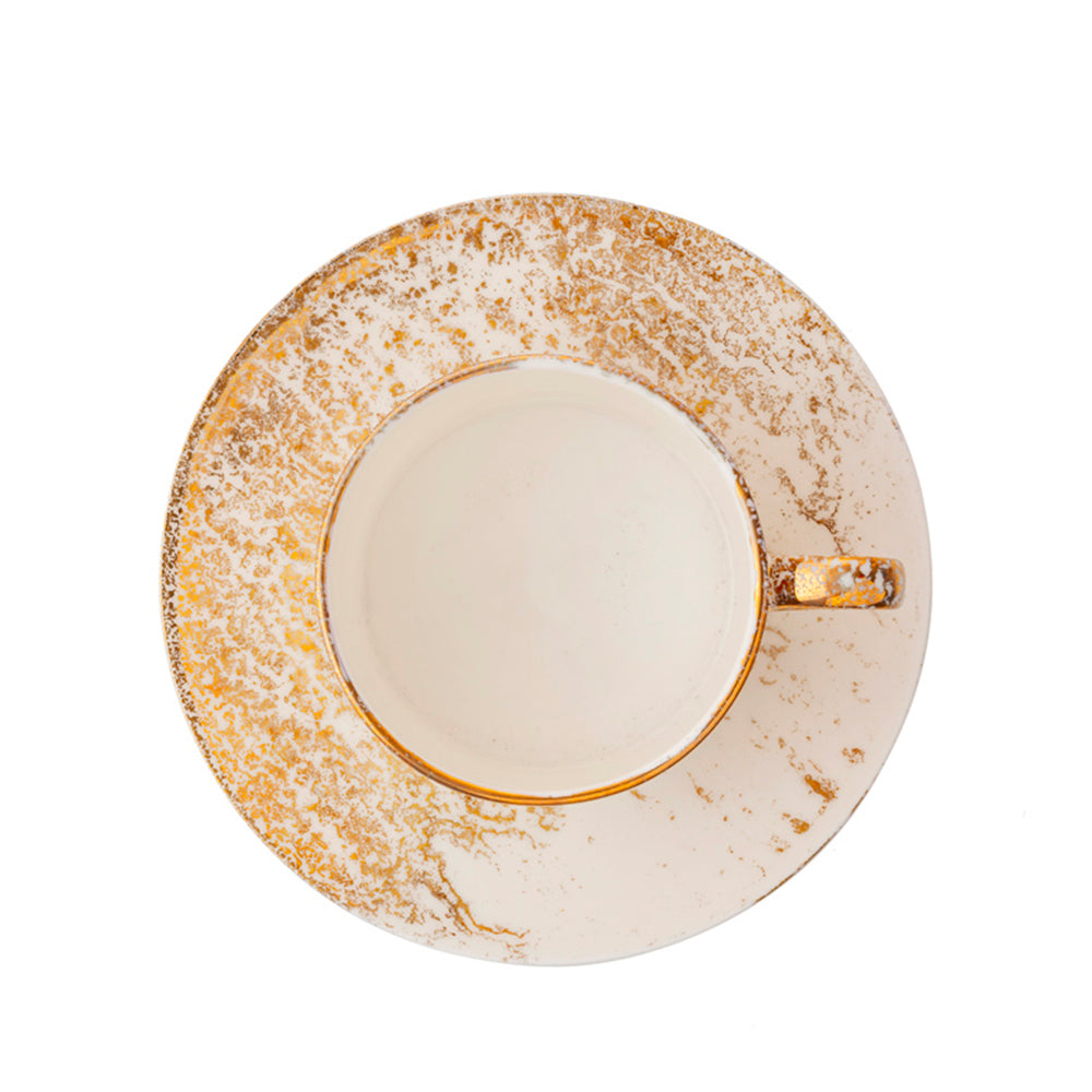 Golden Ash White Teacup & Saucer