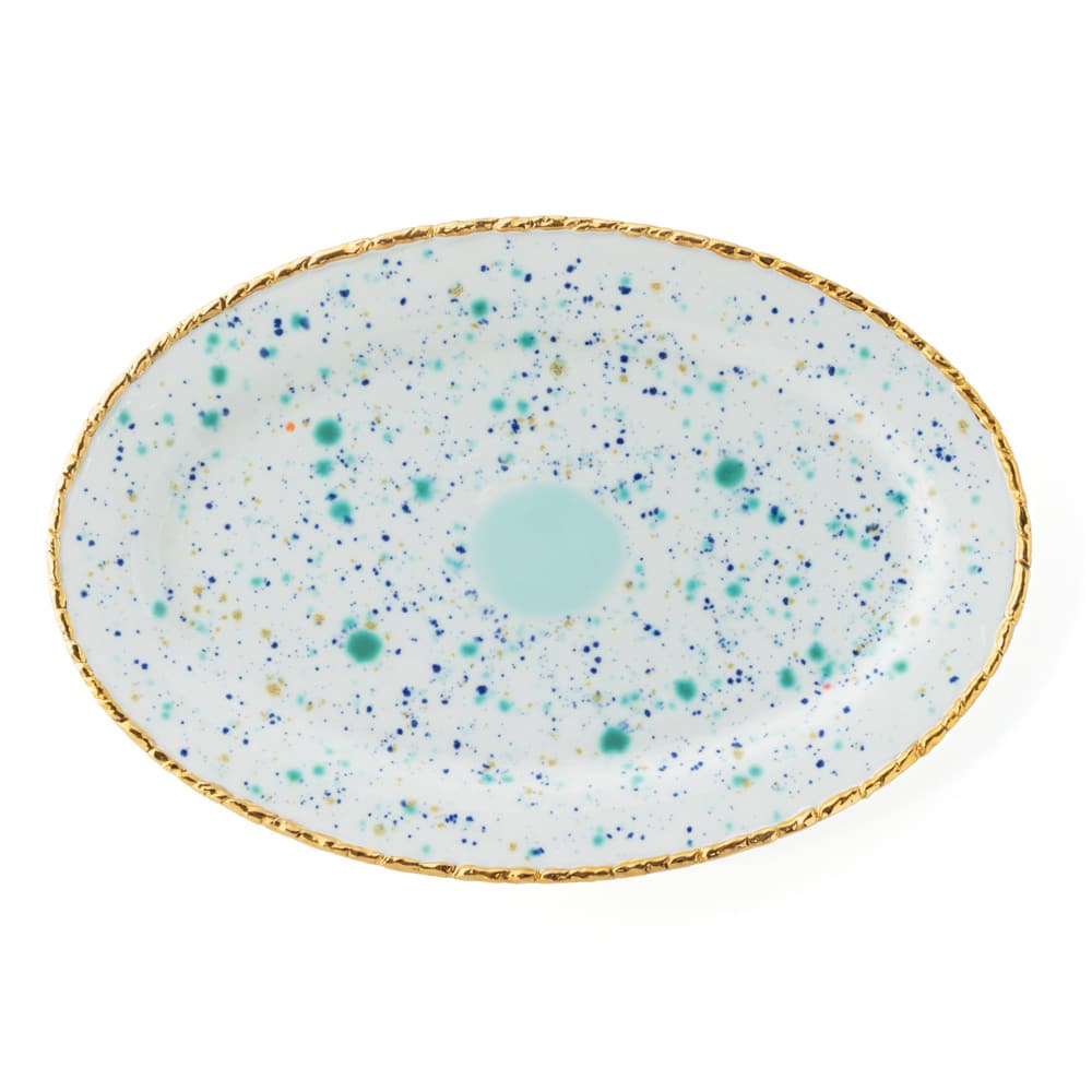 Blue Marble_Oval Rim Platter 36x24 Craquelé Edge