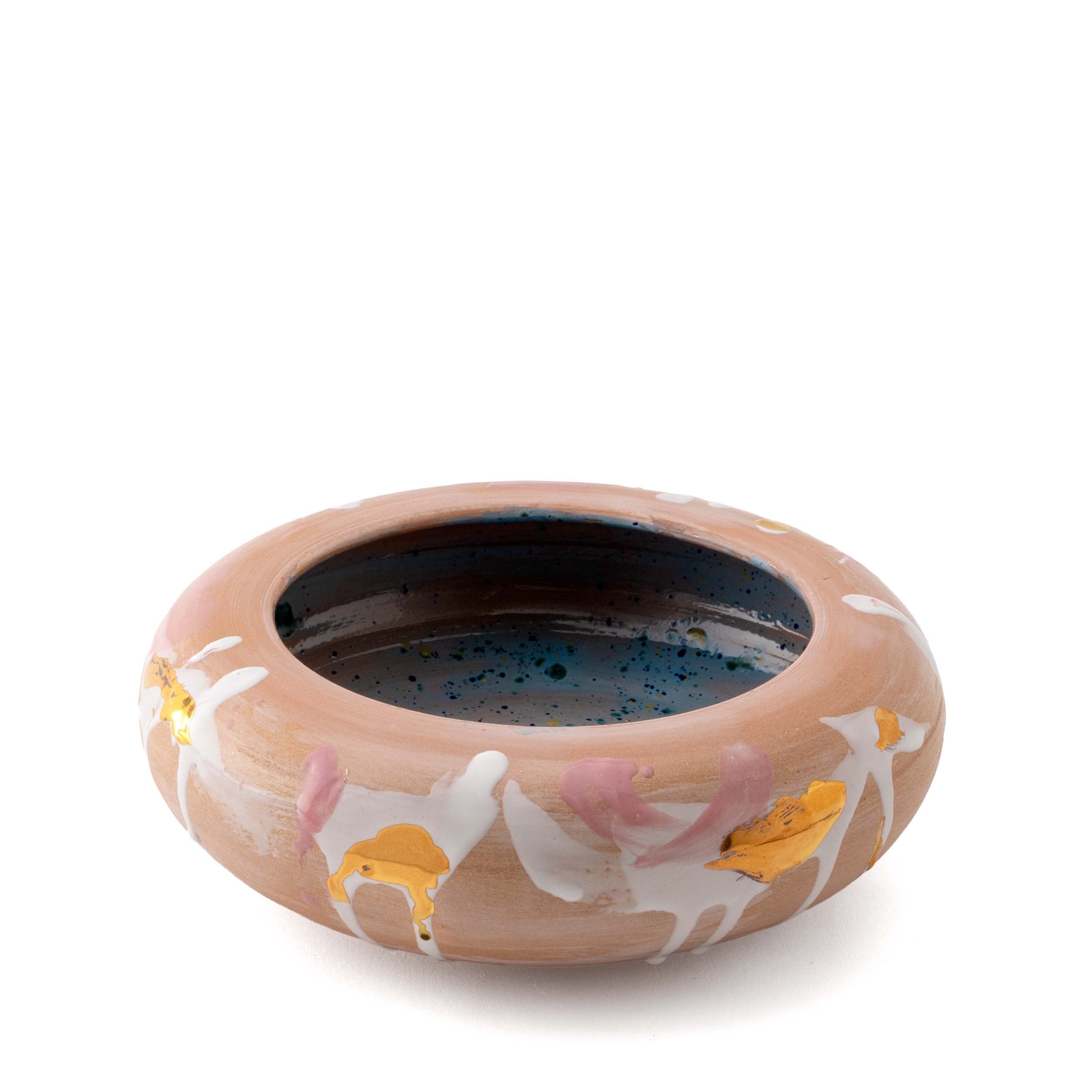 Ceramic Pot With Lid Medium Gold
