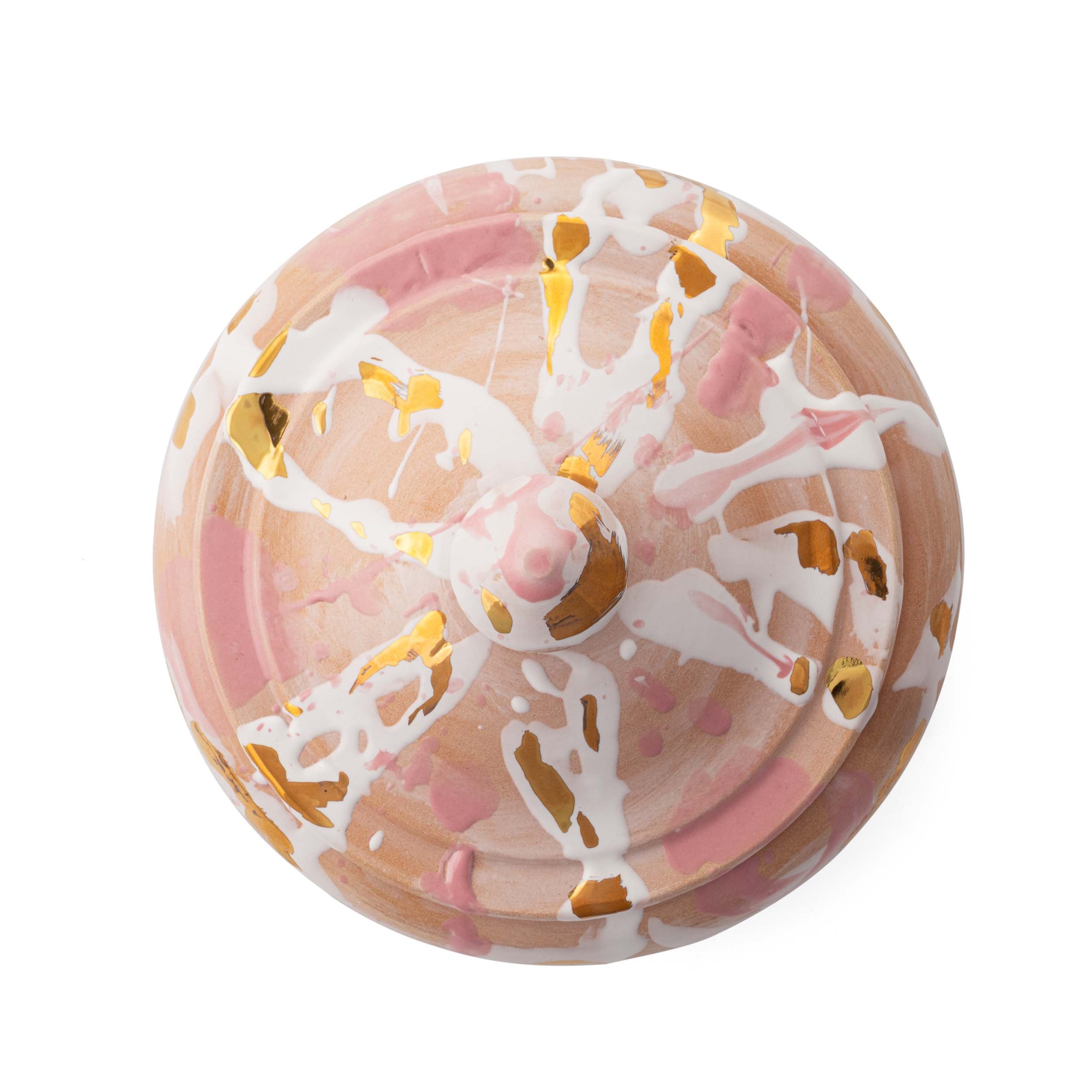 Ceramic Pot With Lid Medium Gold