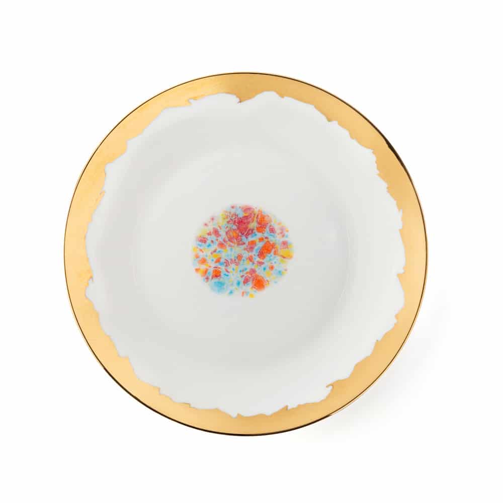 Confetti_Dessert Coupe Plate D22 White Drop Edge