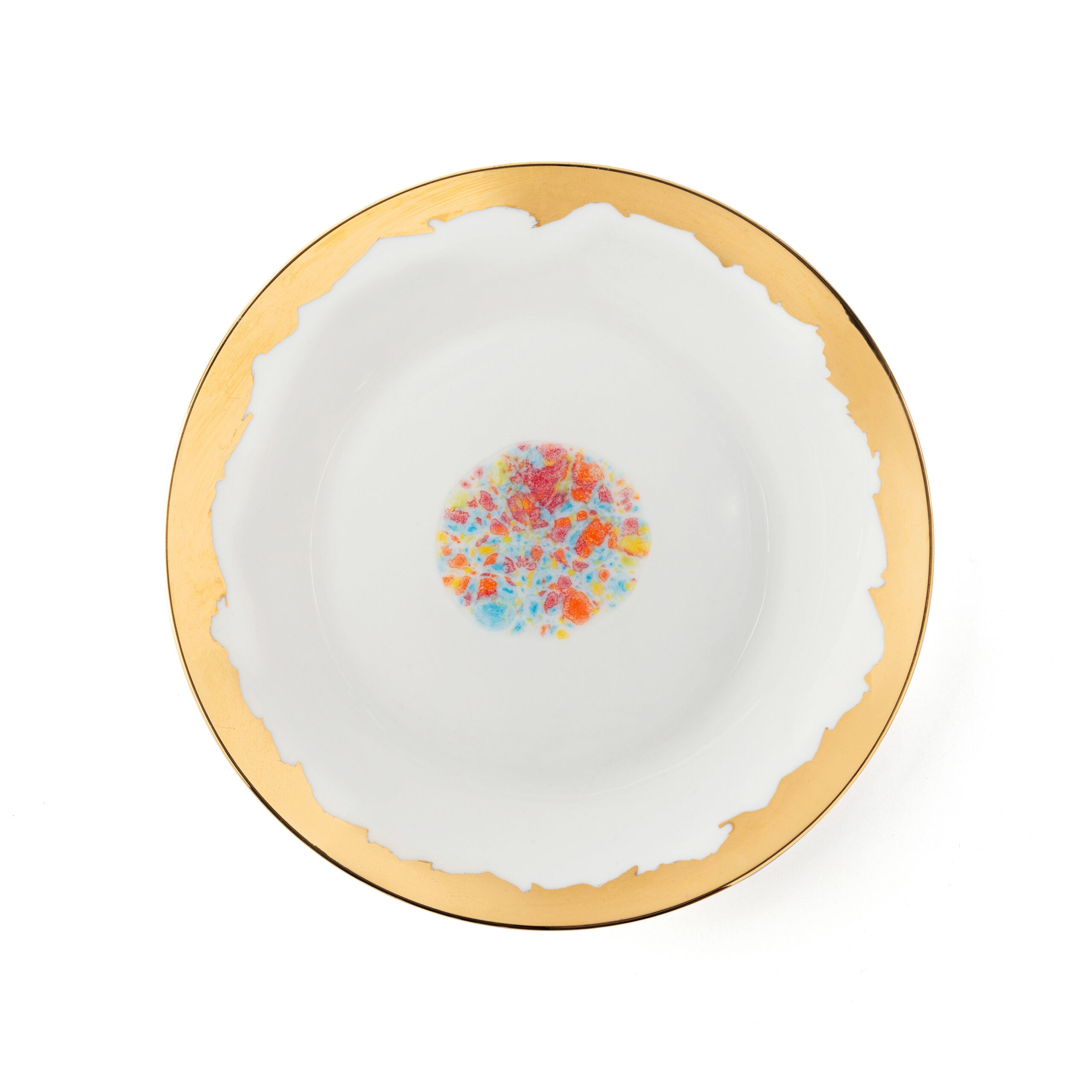 Confetti_Dessert Coupe Plate D22 White Drop Edge