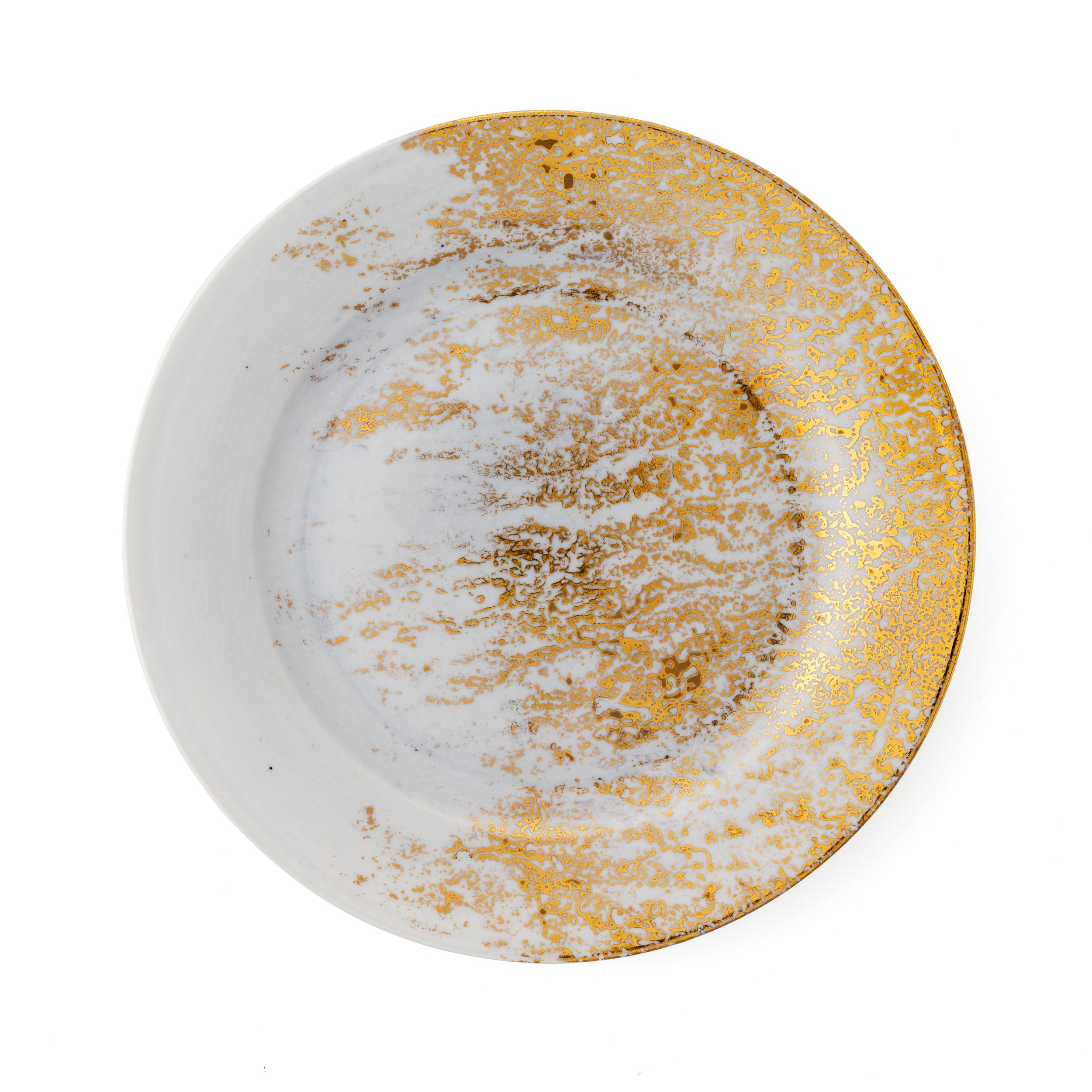 Golden Ash Blue Dessert Rim Plate