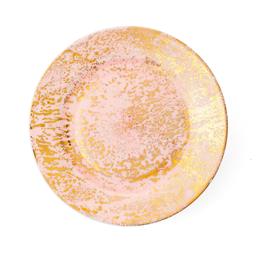 Golden Ash Pink Dessert Rim Plate