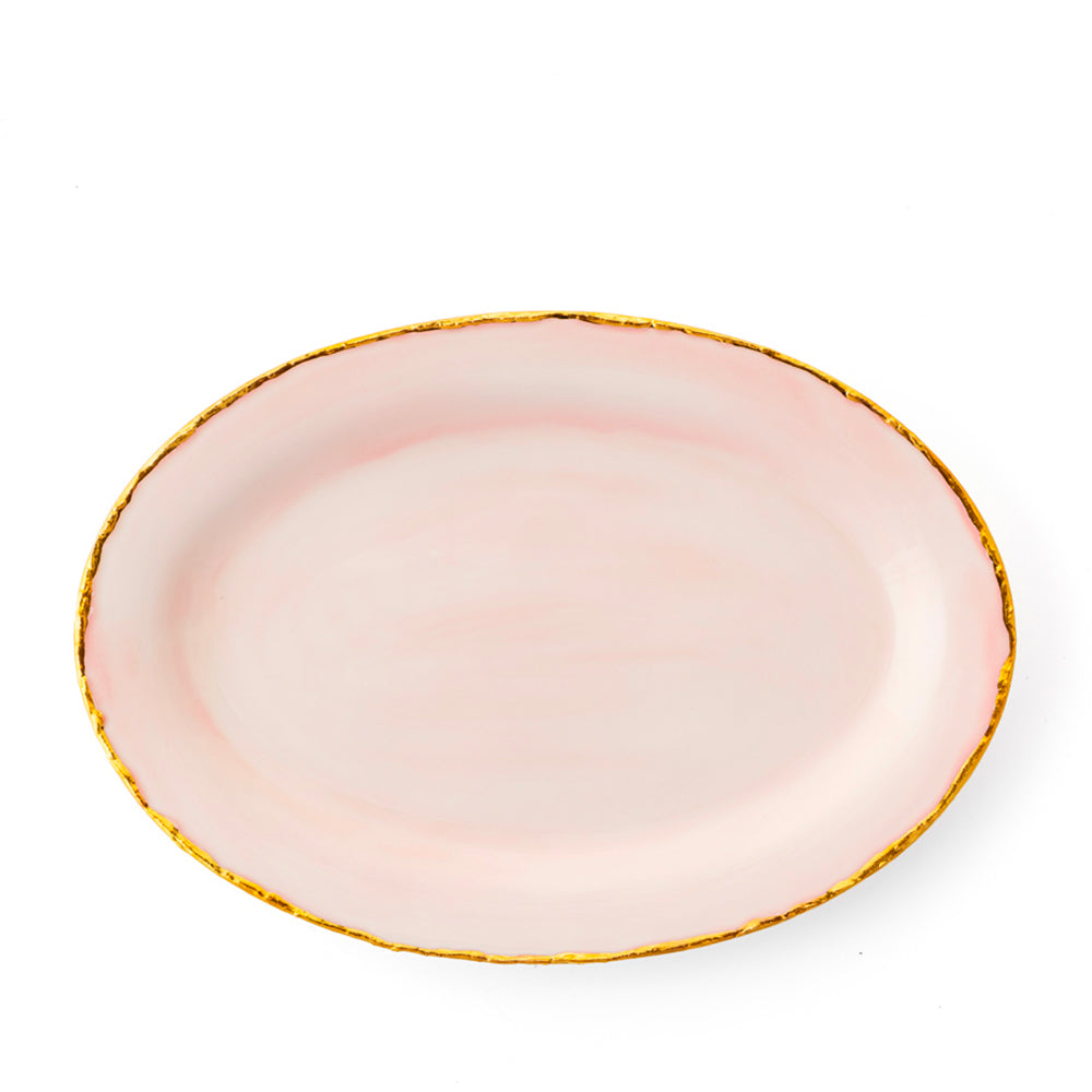 Golden Ash Pink Oval Rim Platter
