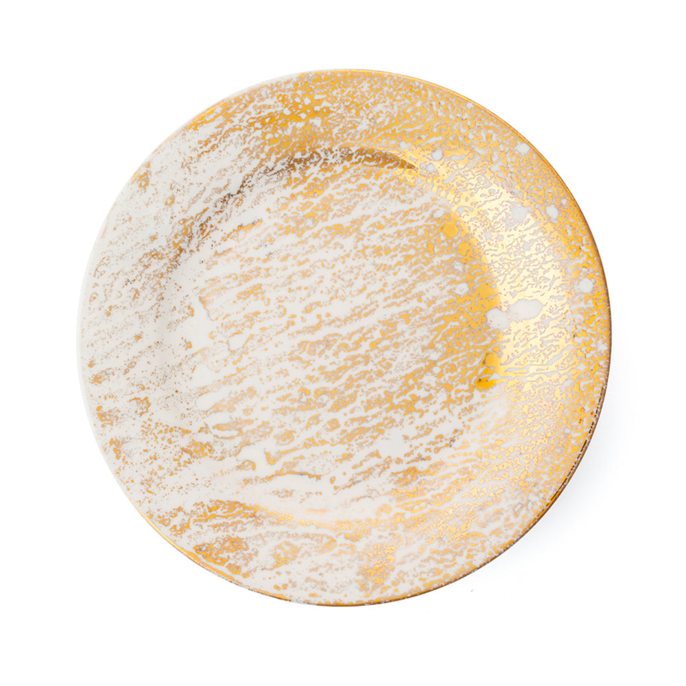 Golden Ash White Dessert Rim Plate