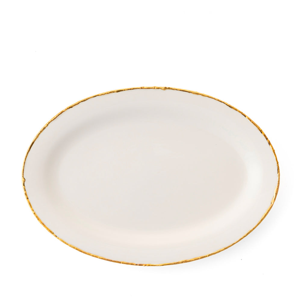 Golden Ash White Oval Rim Platter