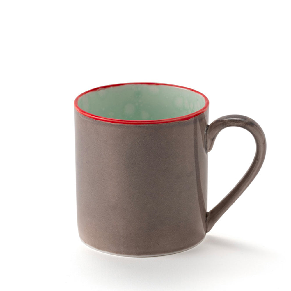 Tazza Grigio Tortora con bordo rosso Brera Mugs