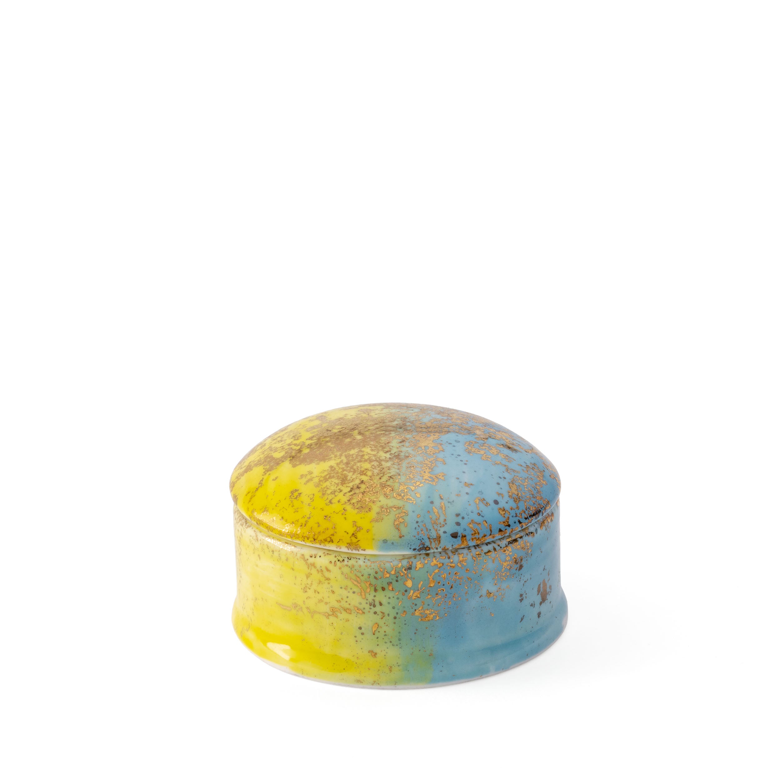 Yellow Blue Medium Round Box