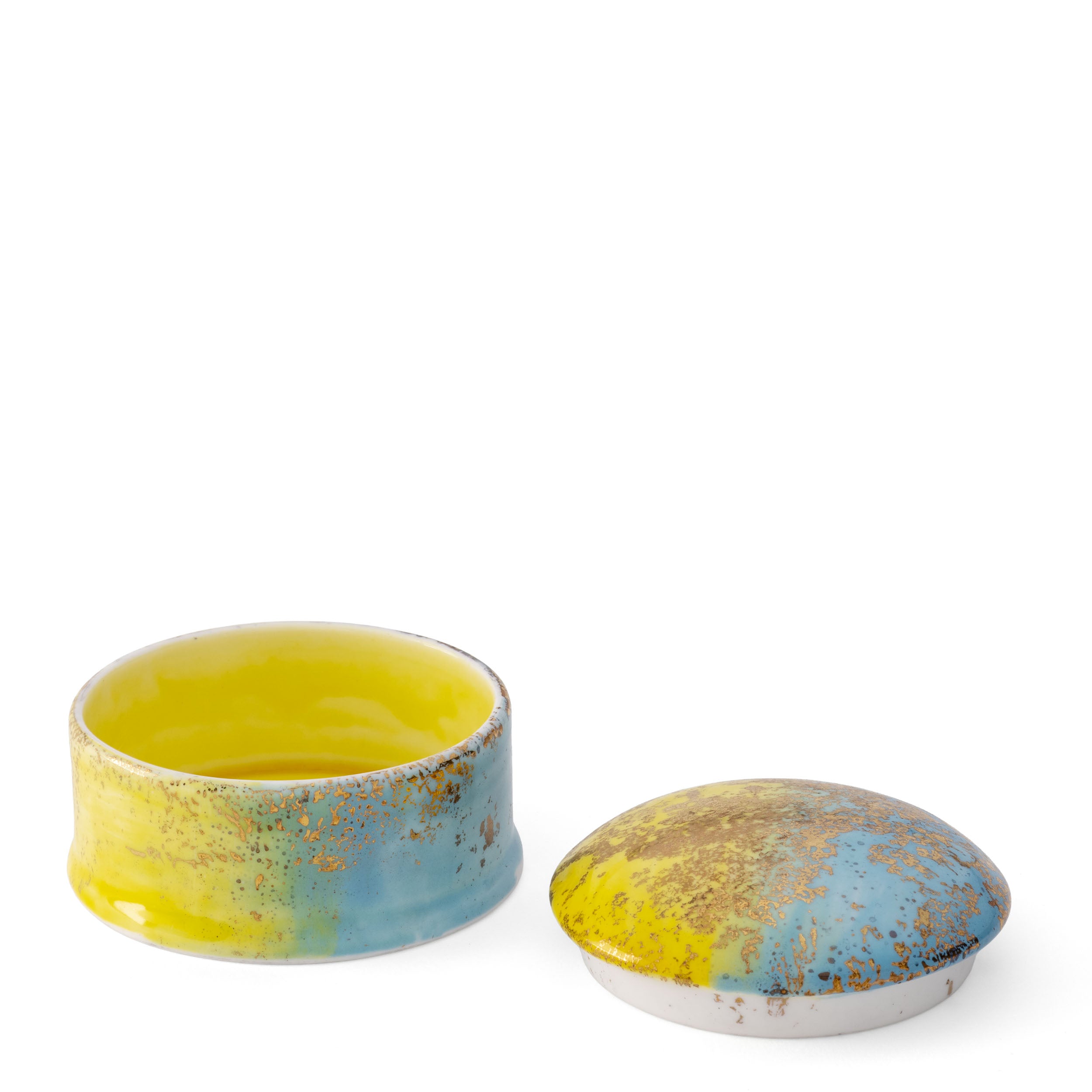 Yellow Blue Medium Round Box