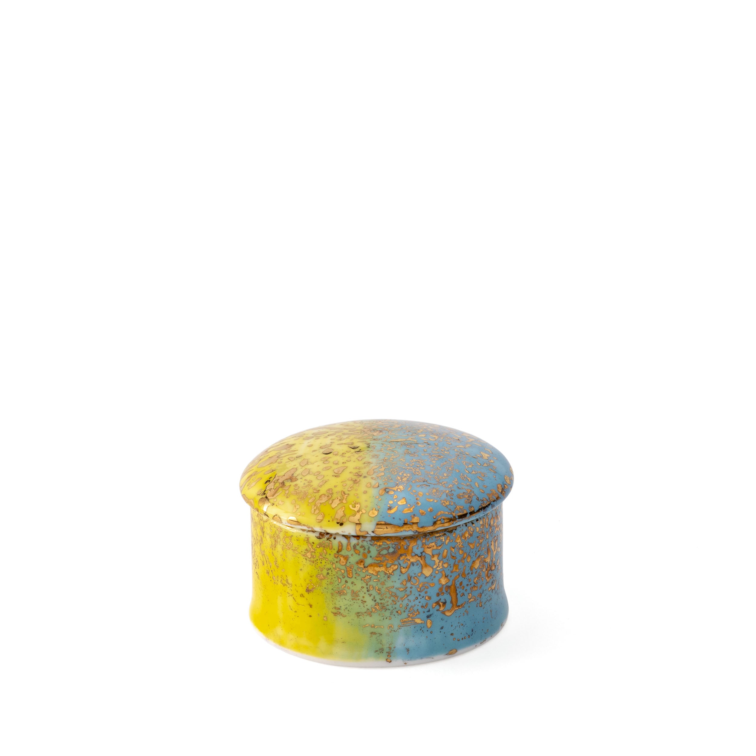 Yellow Blue Small Round Box
