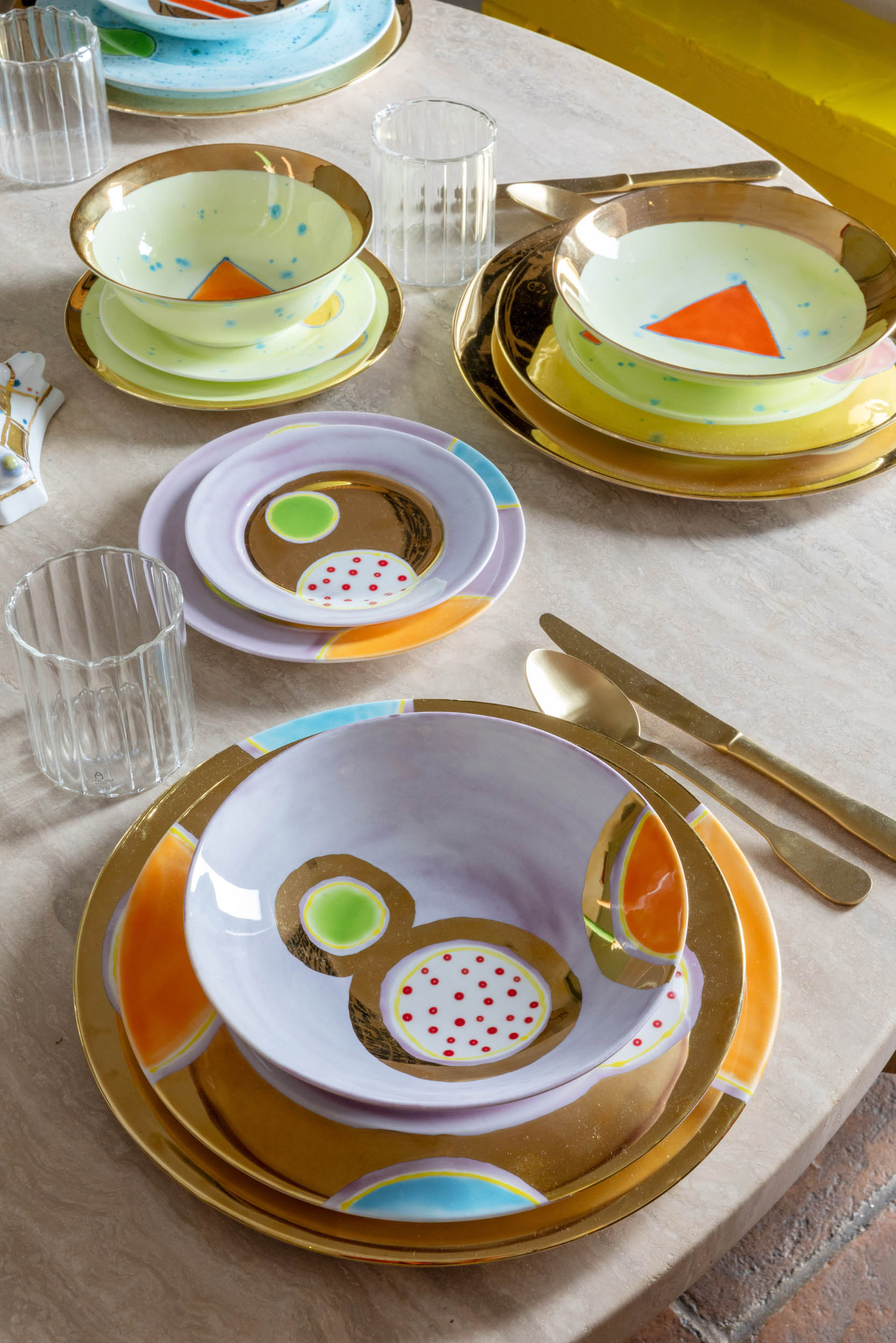 Lime Gold Dinner Rim Plate