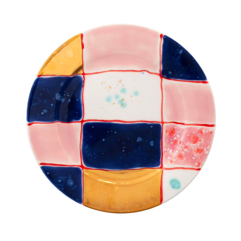Tartan Gold Dessert Rim Plate