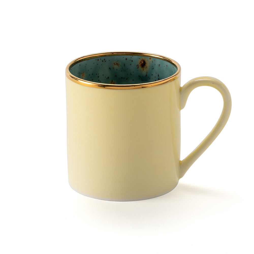 Gold Rim Yellow Large Mug