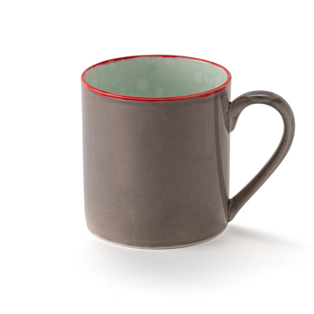Red Rim Dove Gray Large Mug